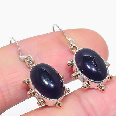 Natürlicher Amethyst Edelstein Handgefertigt 925 Massiv Sterlingsilber Ohrring 1.25" O1Q88