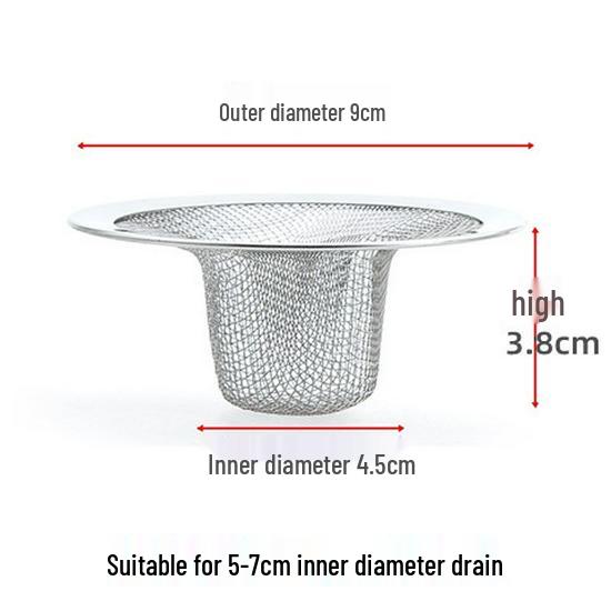 Stainless Steel Drain Net Filter: 5cm-11cm Sizes for Leftover Food and Residue