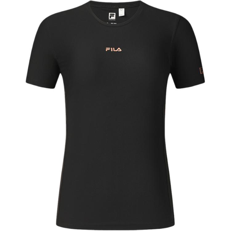 Fila Fitness Active Sport Color Block Simple Round Neck Short Sleeve Regular T-Shirt Women Tops A11W531104F-BK
