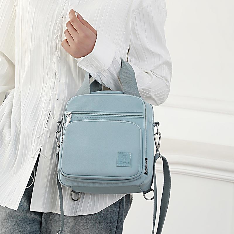 Women's Multifunctional Nylon Backpack Solid Color Shoulder Bag Crossbody Bag Commuter Handbag