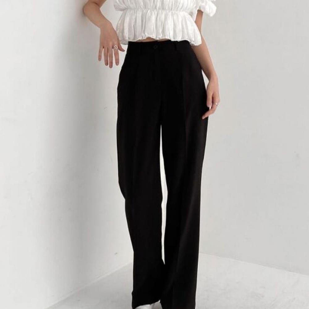C S In The Room StretCh pIntuCk Straight Wide SlaCkS 3Color 5Size