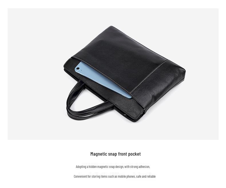 Geantă de mână și geantă de umăr pentru bărbați din piele naturală - Geantă de mână business casual cu capacitate mare