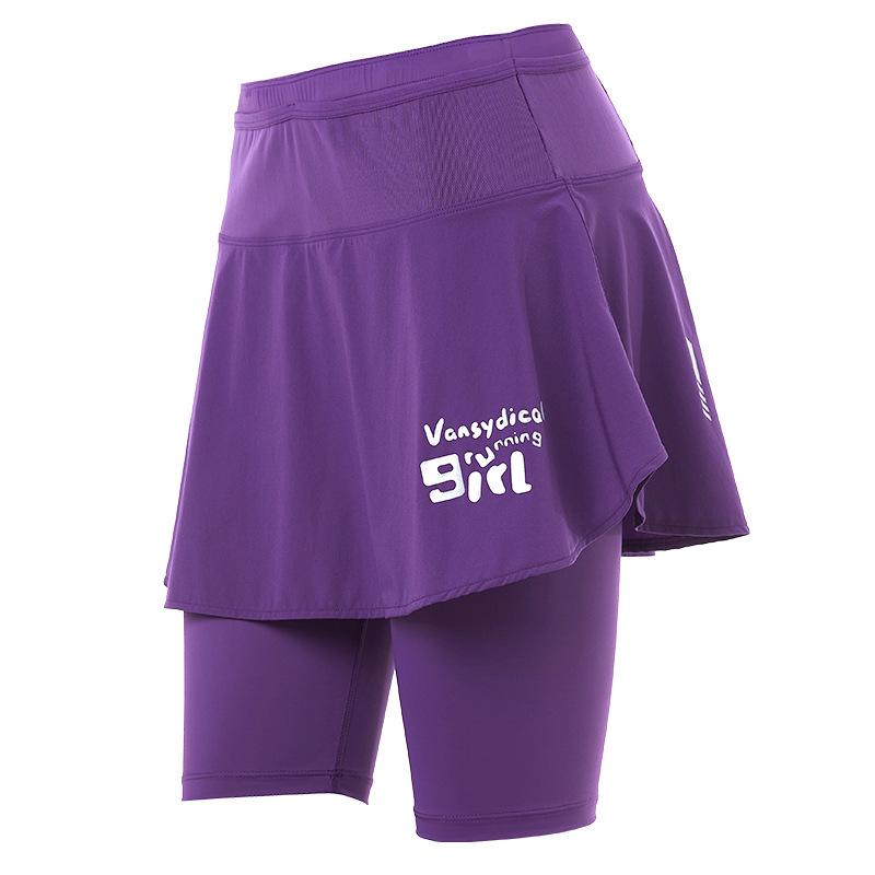 

Женская быстросохнущая спортивная юбка с высокой посадкой и карманами - шорты для бега из двух частей XL (125-135 catty)