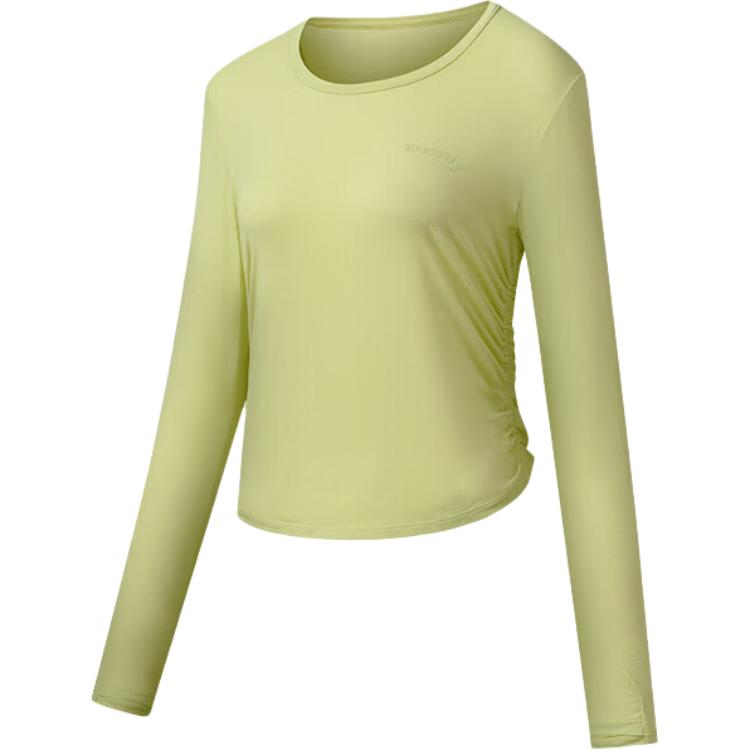 SAUCONY Solid Color Crew Neck Pullover Long Sleeve T-Shirt Women Tops Gray Yellow Green SC1230005DY-GE41