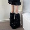 Japanese Style Furry Leg Warmers Faux Fur Long Tube Sock Harajuku Style Warm Knee Sleeve  JK