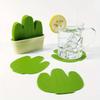 1pc Green Plastic Cactus Shaped Coaster with Mini Planter, Heat Insulation,Anti-Slip, Creative for Office,Home Decor Accessory
