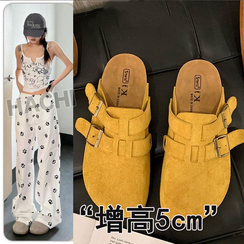 

Маленькая версия~ внутренняя высота увеличена на 5 см сумка голова полушлепанцы женская верхняя одежда 2025 новый летний однопедальный Boken одинарная обувь 40 жёлтый