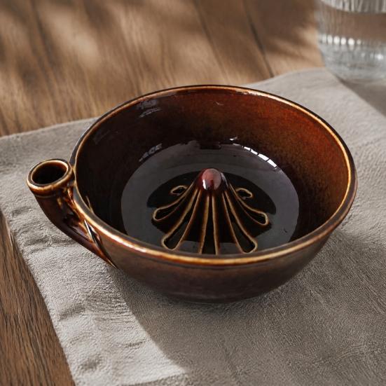 Glazed Ceramic Berry Basket Self Spinning Washing Bowl, 360 Degree Vortex Cleaning And Flower Shaped Fruit Rinse Bowl Drain Spinner, Vegetable