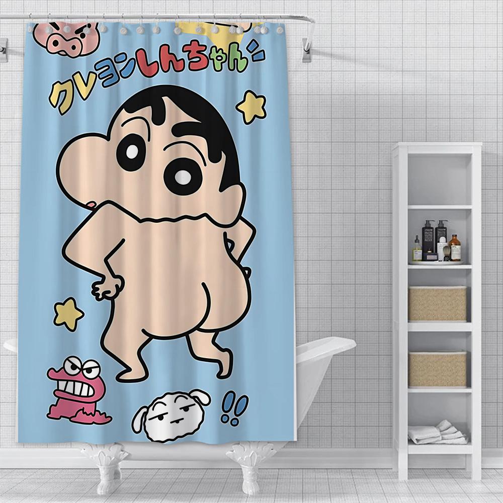 Shower Crayons Shinchans Curtain Waterproof Polyester Fabric Paint Colorful Bath Curtains Home Bathroom Decor Curtain With Hook