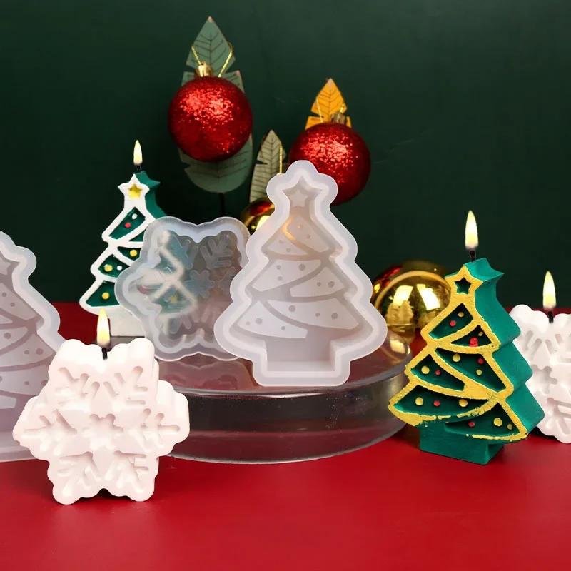 Christmas Tree Scented Candle Silicone Mold DIY Handmade Candle Plaster Soap Molds Resin Xmas Craft Gift Making Mould Home Decor