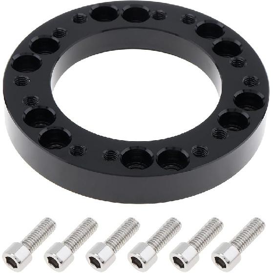 0.5" Steering Wheel Hub Adapter Conversion Spacer, Black Aluminium Alloy 12mm Steering Wheel Hub PCD Adapter Spacer for Momo for Nardi for OMP for