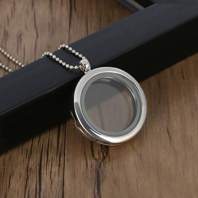 Women Charms Crystal Round Glass Living Memory Locket Pendant Necklace Floating Jewelry