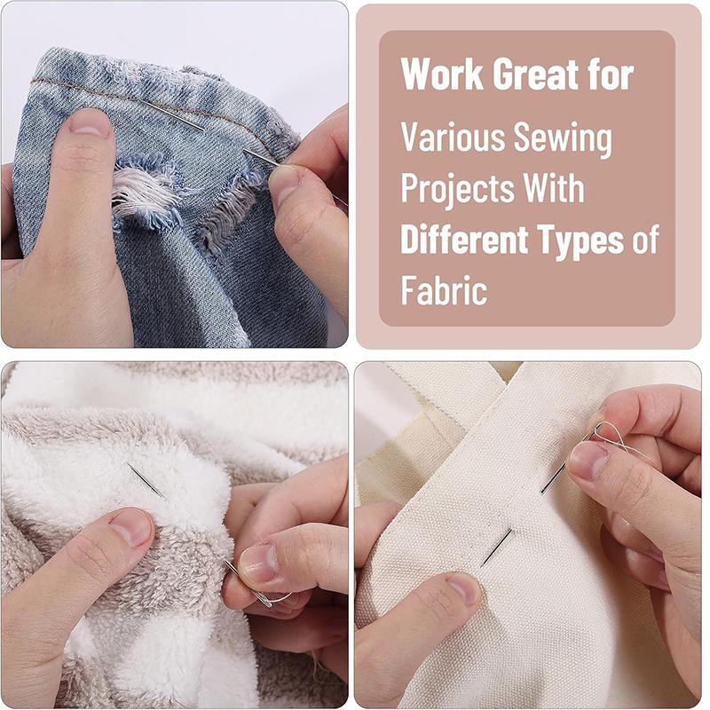 Stainless Steel Sewing Needles with Storage Box, Self-threading, 30 Pieces