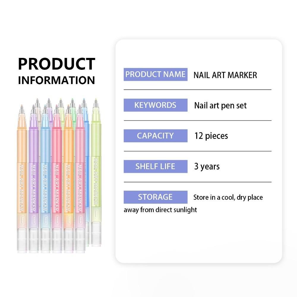 10/12 Colors 10/12 Colors Nail Art Polish Pens Waterproof Acrylic Nail Pen  for DIY Nail Art