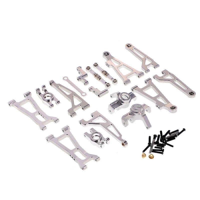 For MJX Hyper Go 1/16 16207 16208 16209 16210 H16 Metal Front Lower Arms Upgrade Swimg Arm Steering Linkage Block Kit Rear Hubs