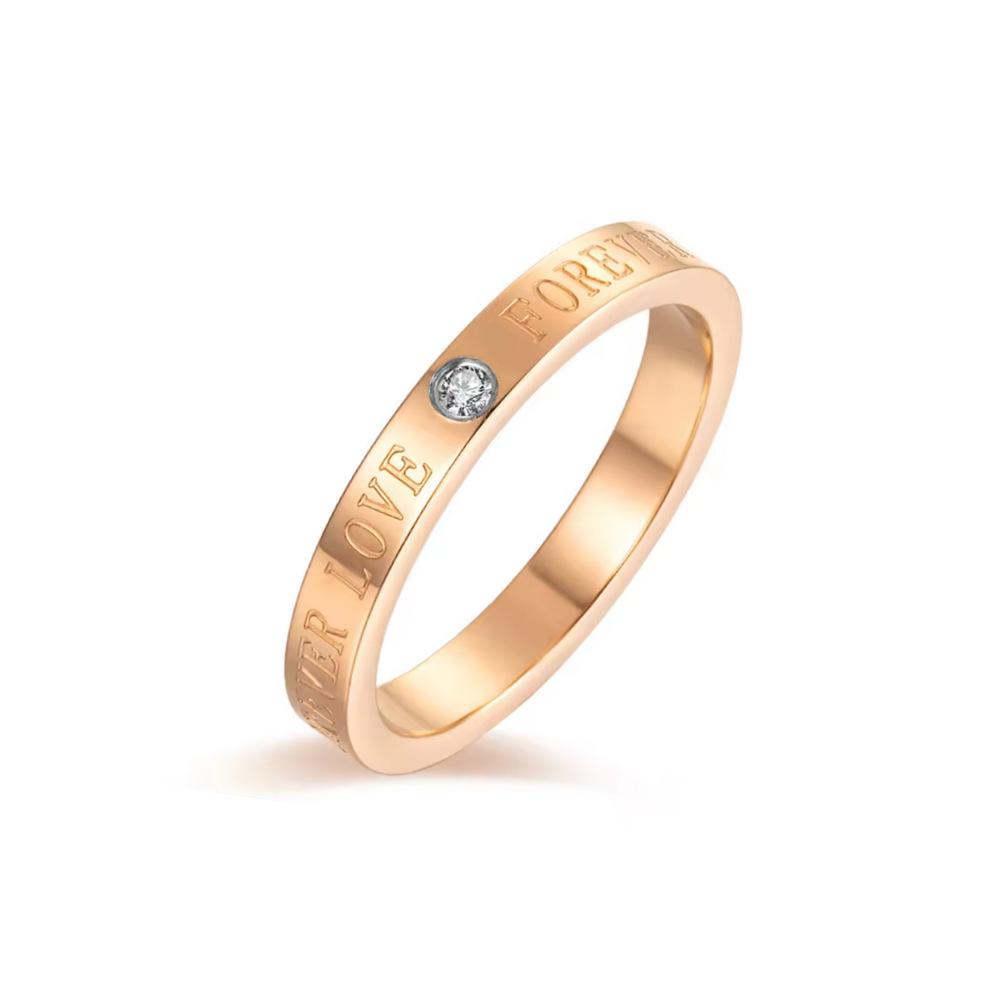 Temperament fashion forever love titanium steel diamond ring women's niche simple love couple ring hand jewelry