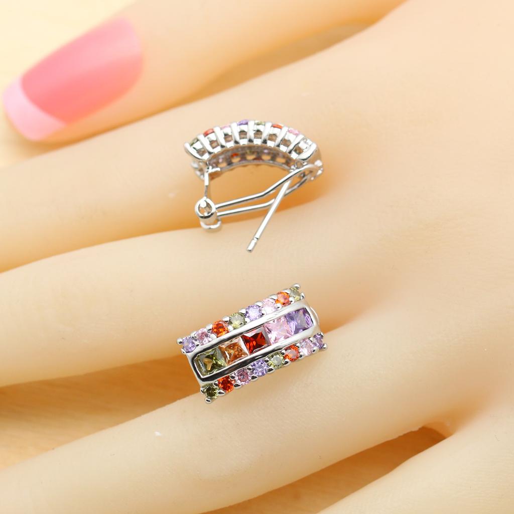Shining Multicolor Zirconia   Jewelry Sets For Women Wedding Earrings Bracelet Rings Necklace Pendant Best Party Gift