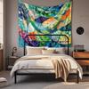 Boho Chic Wall Tapestry With Moon Phase Floral Starry Sky Design Bedroom Yoga Studio Decor