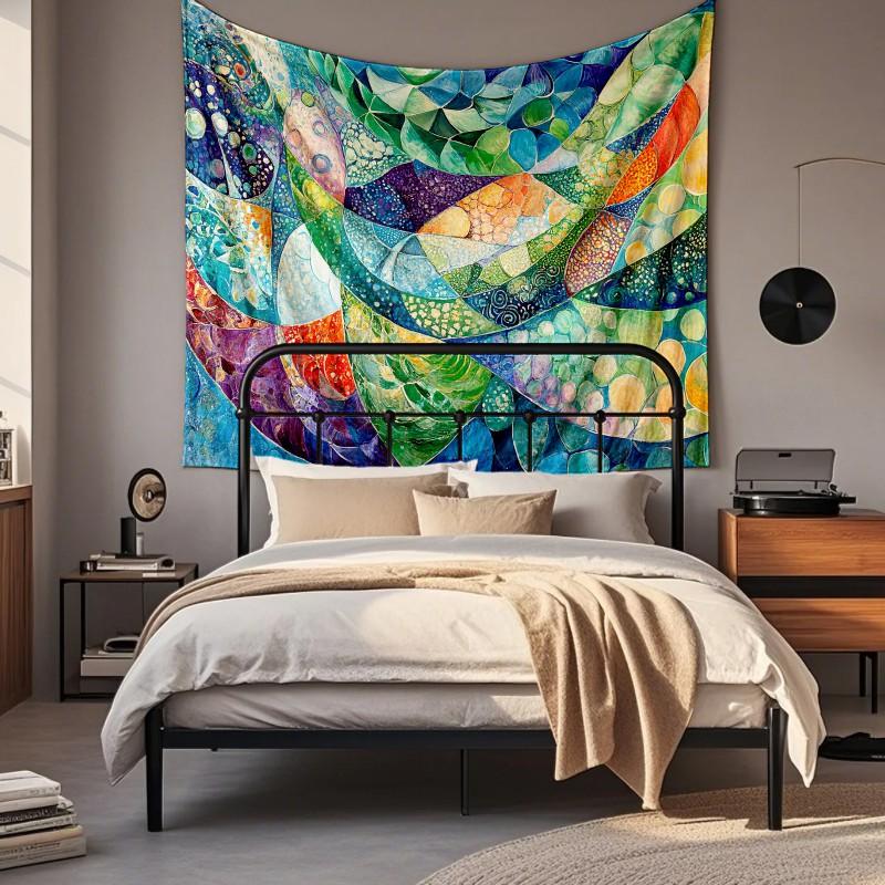 Boho Chic Wall Tapestry With Moon Phase Floral Starry Sky Design Bedroom Yoga Studio Decor