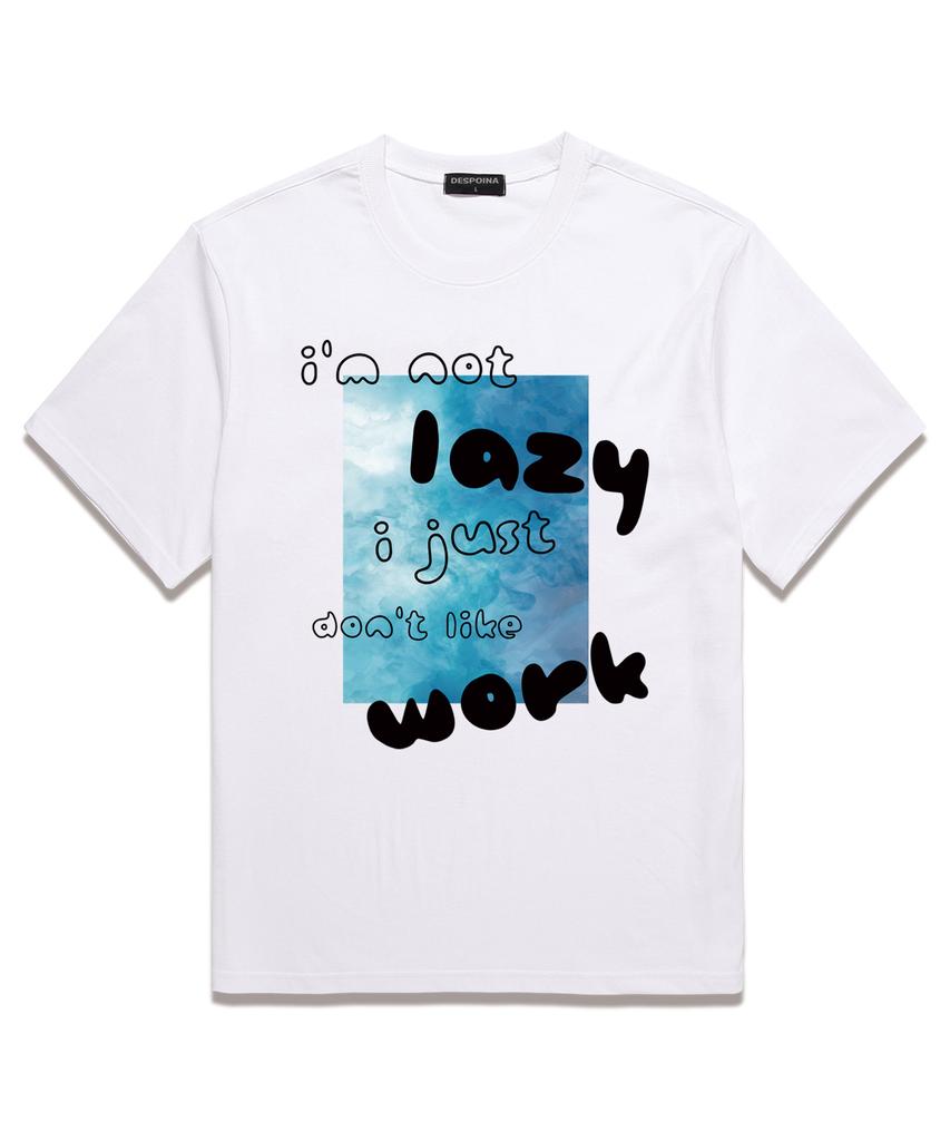 Ujeu Not Lazy Oversized Short Sleeve T-Shirt (Ds024) White