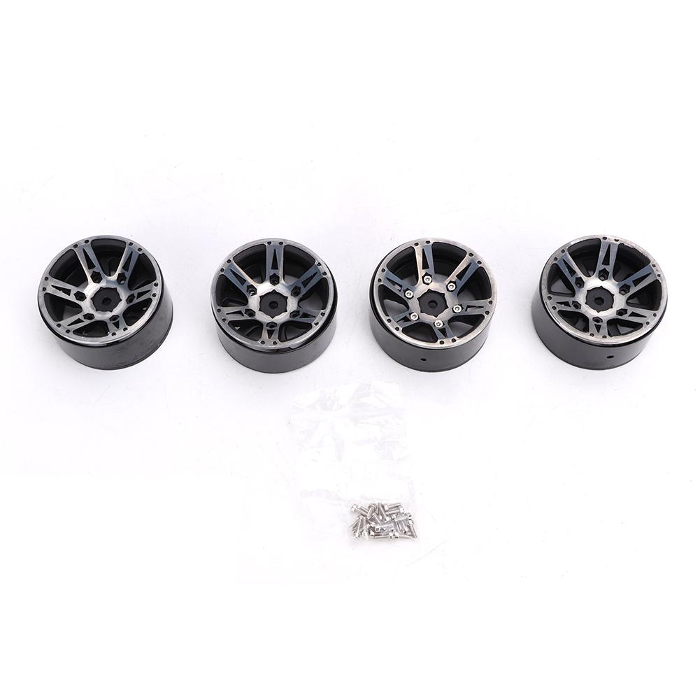 4Pcs 5.2CM Quality Metal Car Model Wheel Rims Hub High Strength for 1Celsius10 RC (black)