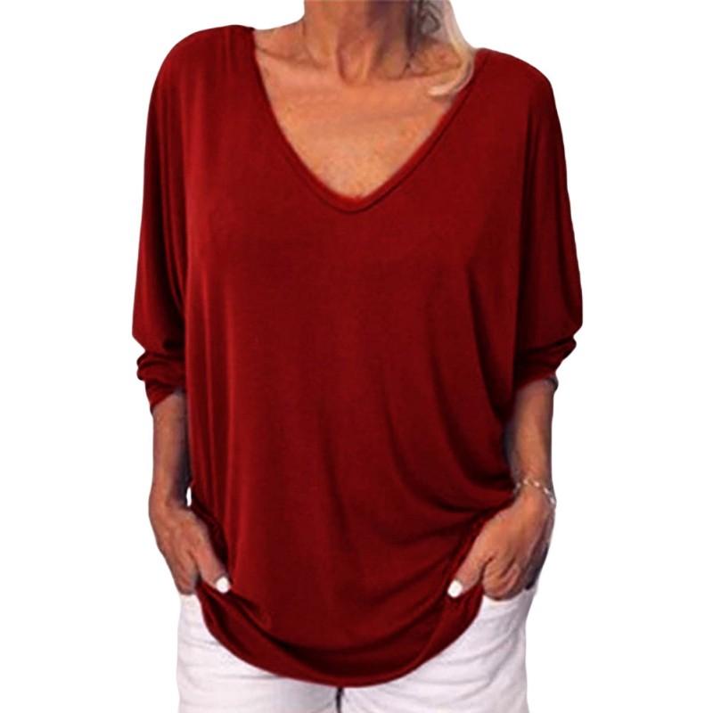 

Женская футболка с v-образным вырезом, рубашка с семиточечным рукавом «летучая мышь» L