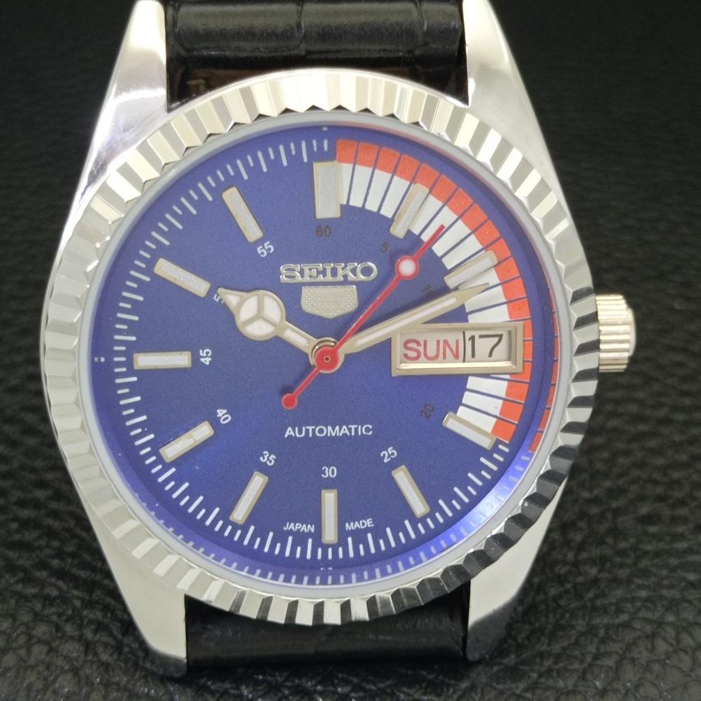 VINTAGE REFURBISHED SEIKO 5 AUTOMATIC 6309A JAPAN MENS BLUE DIAL WATCH a440807-4