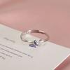 Ladies Adjustable Zircon Blue Butterfly Open Rings Jewelry