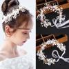 Tocado de novia con perlas y flores para niña, estilo bohemio, para primavera, guirnalda de novia, diademas para la cabeza, joyas para el cabello, regalos para niños