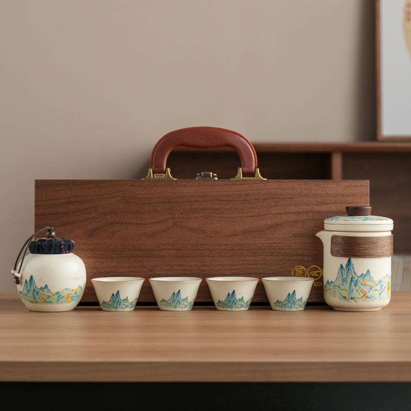 Chinese style Guochao Qianli Jiangshan tea set merchandise gifts business souvenir set company corporate activities small gifts