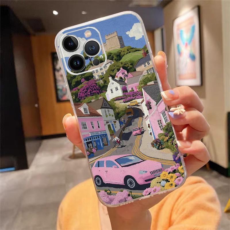 

Phone Case Carcasa Funda For iPhone 17 Pro Max Air 16 15 14 13 Pro Max 15 16 Pro 15Plus 16E France Art Tree Sceneary Case iphone 13