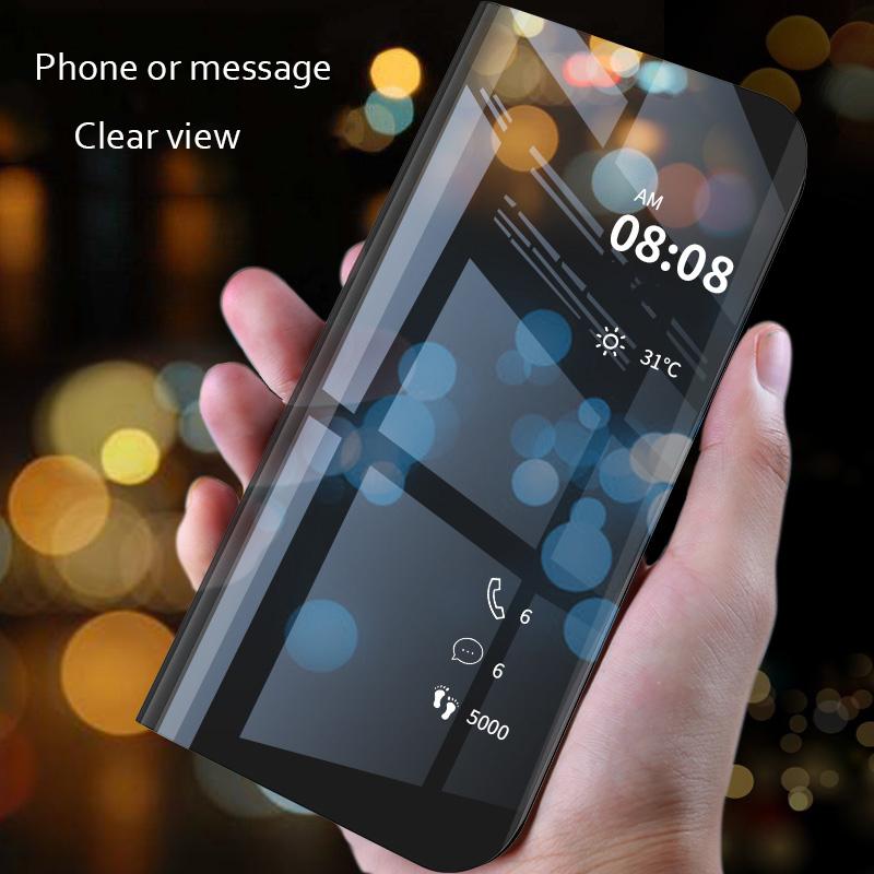 Spiegelansicht Leder Flip Case für Samsung Galaxy A14 A13 A12 A24 A23 A34 A54 A04S A51 A50 A52 A53 A33 A22 A32 5G 4G S22 S23 S24 Ultra Stand Buch Cover
