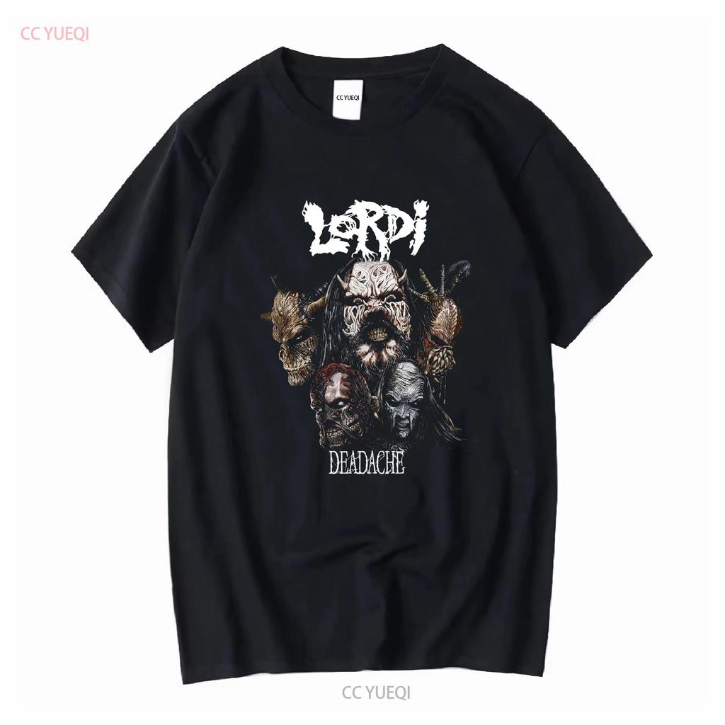 Lordi Deadache 90s 00s Concert Tour Metal Band Black T Shirt faded vintage Washed Breathable Unisex Soft streetwear Casual