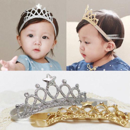 Fashion Baby Girls Princess Crown Elastic Cloth Headband Hair Band Photo Prop