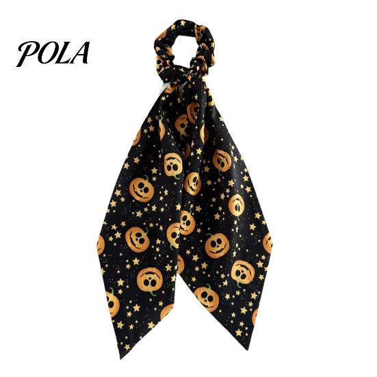 Halloween Ribbon Scrunchie Satin Scrunchies for Women, Funny Pumpkin Printed Elastic Hair Ties, Soft Ponytail Holders, Decorative Accessories
