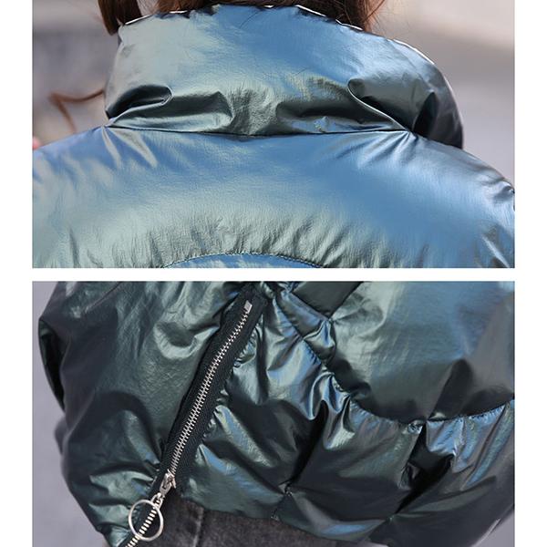 WTEMPO Short Cotton Jacket Women's Winter Korean Version Loose Down Cotton Jacket Bright Face Thickened Warm Coats