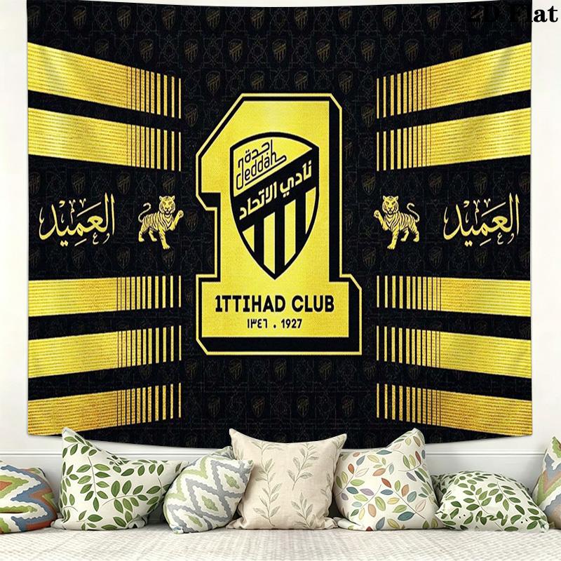 1ttihad Club Wall Tapestry Aesthetic Wall Hanging Printed Fabric Blanket Decorative Tapestries for Bedroom Living Room Home Decor