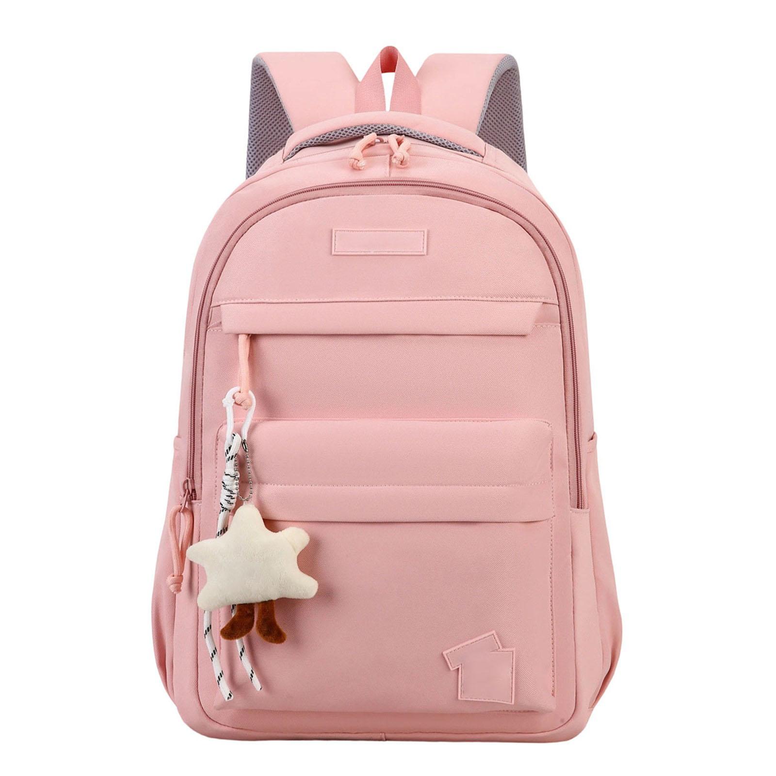 

Casual Large Capacity Backpack with Multiple Compartments and Front Zipper Pockets Suitable for Daily Use School Work and Travel One Size рожевий
