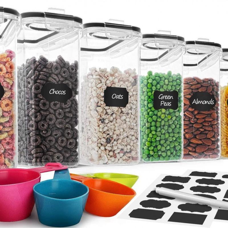 4L Large Plastic Airtight Canister Set Kitchen Food Storage Containers Grains Snacks