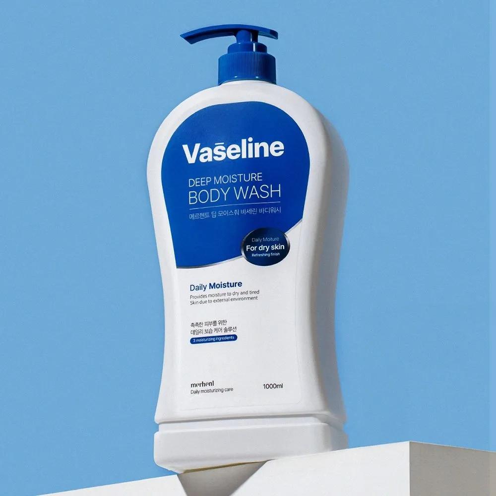 Merhent Vaseline Body Wash 1000ml x 3 Bottles Mildly Acidic Large Capacity Perfume Scented Body Cleanser