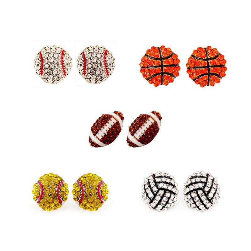 Trend Basketball Spring Baseball Volleyball Earrings With Zirconia Sparkling