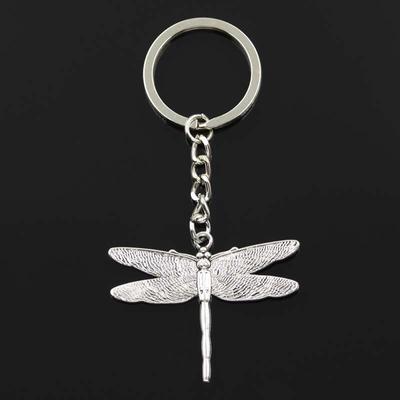 Fashion Dragonfly 43x47mm Pendant 30mm Key Ring Metal Chain Bronze   Men Car Gift Souvenirs Keychain