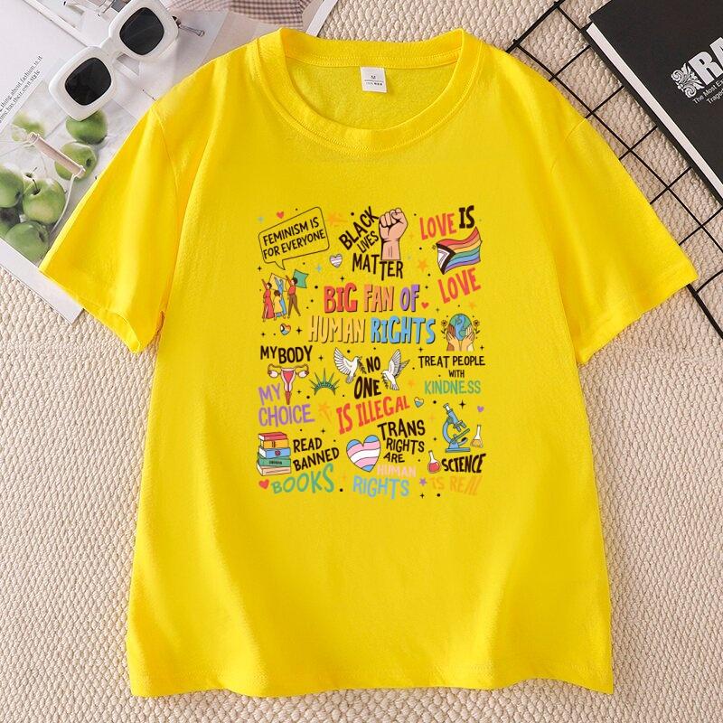 Big Fan of HuUnisex Rights TShirt HuUnisex Rights TShirts Social Justice Gift Rainbow LGBT Top Unisex Short Sleeve Cotton Tees