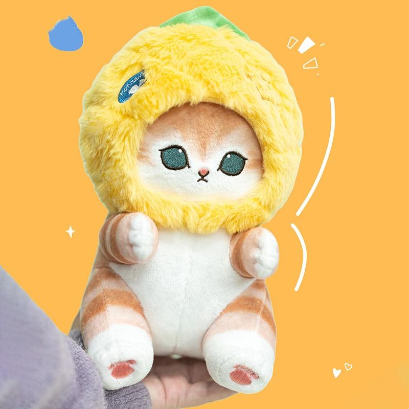 23cm Cute Shark Cat Turn Into Strawberry Orange Blueberry Pineapple Plush Toys Cartoon Fruit Animals Stuffed Dolls Birthday Gift