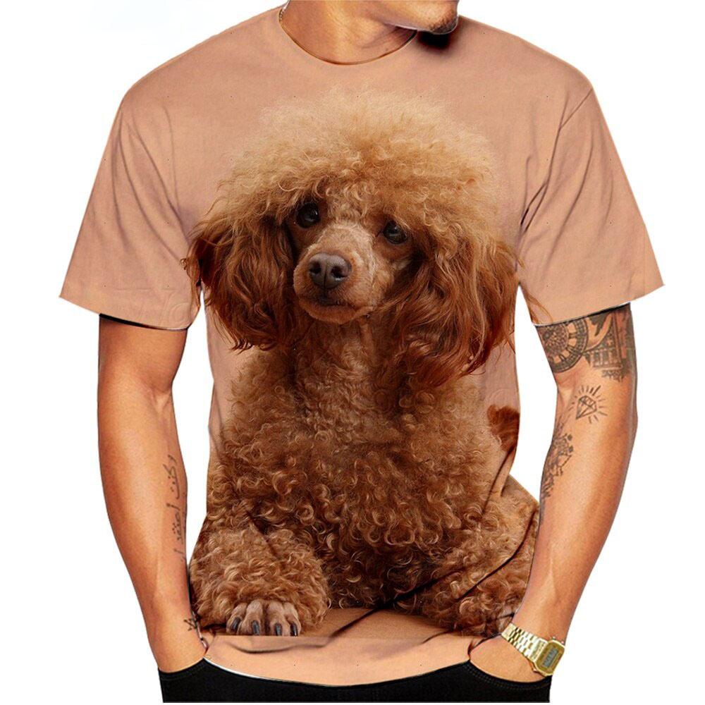 Kawaii Poodle Dog 3D Print Animal T-shirts Men Woman Fashion Streetwear Short Sleeve T Shirt Harajuku Tops Tees Kids Clothing