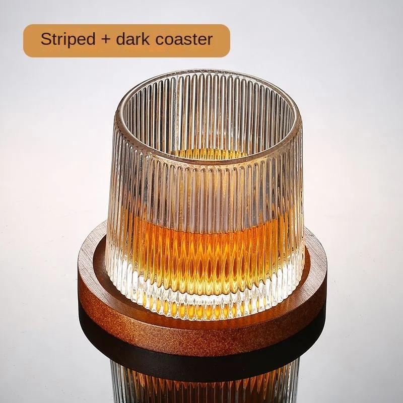 Creative Crystal Whiskey Glass Old Fashioned Rocks Tumbler Spinning Tops Design Glassware for Cocktail Scotch Bourbon Drinking