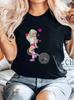Womens Fitness Graphic Print TShirt Breathable Round Neck Tee with Cartoon Character Design for Gym Casual Outdoor Activities