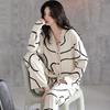 Pajamas Women's Cardigan Spring and Autumn Models Autumn Long-sleeved Cute Girl Models Ins Home Service