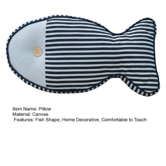 Pernă Canvas Nautică cu Pește Formă de Pește în Dungi Pernă Decorativă Umplută Jucărie de Pluș Pernă de Sprijin pentru Îmbrățișat Decor pentru Canapea Dormitor Sufragerie