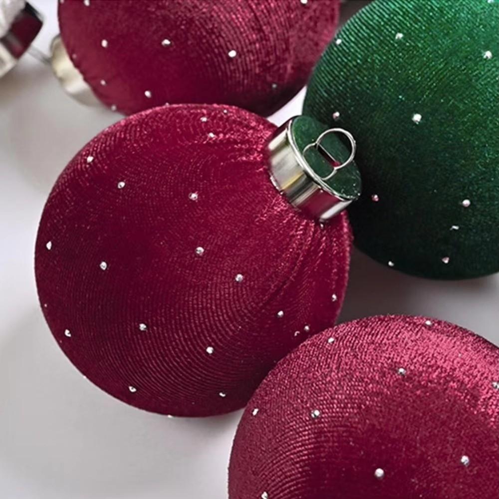 9pcs/set 8cm Velvet Christmas Balls Glitter Xmas Tree Pendant Merry Christmas Decor